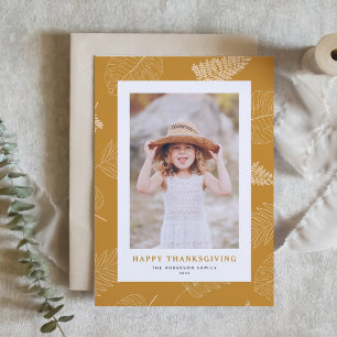 Minimalistische bladeren Patroon Happy Thanksgivin Feestdagen Kaart