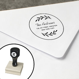 Minimalistische bladkrans rubberstempel