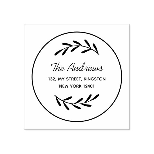 Minimalistische bladkrans rubberstempel (Afrduk)