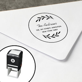 Minimalistische bladkrans zelfinktende stempel