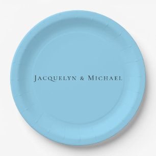 Minimalistische Blau Eenvoudige Elegante Klassieke Papieren Bordje