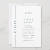 Minimalistische Blau en Witte Bar Mitswa Typografi Kaart (Voorkant)