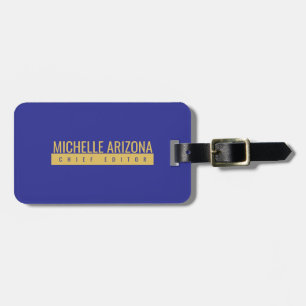 Minimalistische Blau & Gold Kleur Professionele Mo Bagagelabel