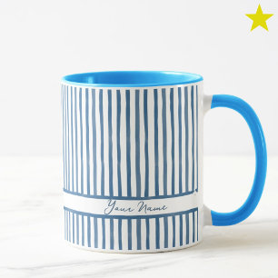 Minimalistische Blauwe Aquarel Strepen Aangepaste  Mok