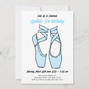 Minimalistische blauwe ballet verjaardagsfeest uit kaart