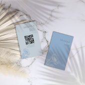 Minimalistische blauwe bloemenbruiloft informatiekaartje