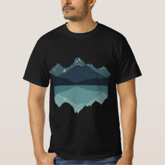 Minimalistische Blauwe Boho Bergmeerreflectie T-shirt