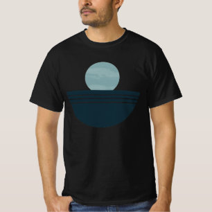 Minimalistische Blauwe Boho Geometrische Maan Abst T-shirt