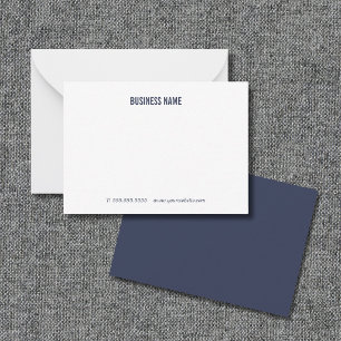 Minimalistische Blauwe en Witte Zakelijke Notitiekaartje