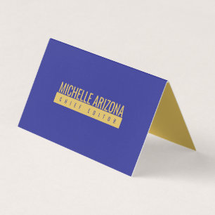 Minimalistische Blauwe & Gouden Kleur Professionel Visitekaartjes