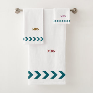 Minimalistische blauwe initialen abstracts Wit Bad Handdoek