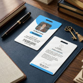 Minimalistische blauwe lesborkaart voor docenten badge