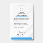 Minimalistische blauwe lesborkaart voor docenten badge (Achterkant)