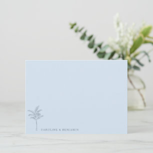 Minimalistische blauwe palmboom lijnenkunst elegan bedankkaart