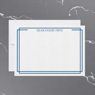 Minimalistische blauwe rand notitiekaart briefpapi