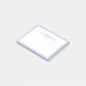 Minimalistische Blauwe Script Twee Rand Monogram Post-it® Notes (Schuin)