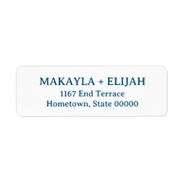 Minimalistische blauwe serienaam en retouradres etiket