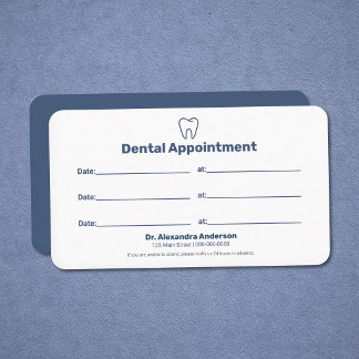 Minimalistische Blauwe - Tandarts Afspraakkaart Visitekaartje