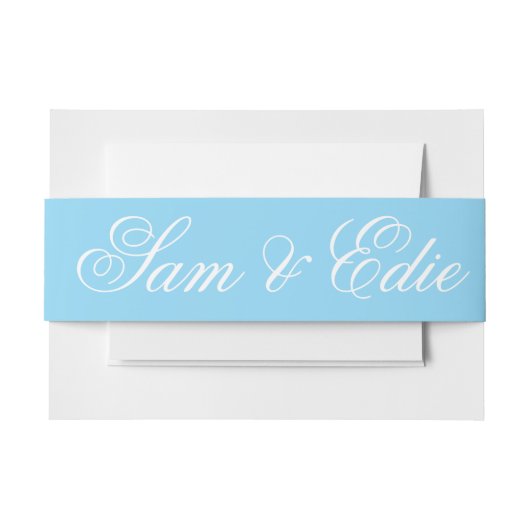 Minimalistische Blauwe Trouwtafel Monogram Naam Sc Uitnodigingen Wikkel (Voorkant Voorbeeld)