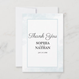 Minimalistische Blauwe Waterverf bruiloft bedankka Bedankkaart