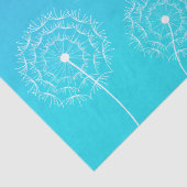 Minimalistische Blauwe Witte Paardenbloem Naam Moo Tissuepapier (Detail)