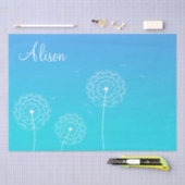 Minimalistische Blauwe Witte Paardenbloem Naam Moo Tissuepapier (Craft)