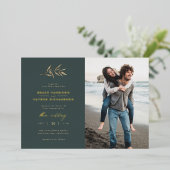 Minimalistische Blauwgroen donkere en sepia Branch Folie Uitnodiging (Staand Voorkant)