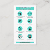 Minimalistische Blauwgroen Lash nazorginstructies Visitekaartje (Voorkant)