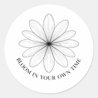 Minimalistische bloem Bloei in je eigen tijd citaa Ronde Sticker