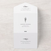 Minimalistische Bloemen Boeket Line Art Wedding All In One Uitnodiging (Buitenkant)
