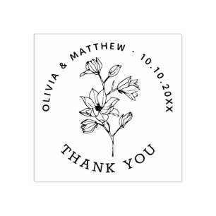 Minimalistische Bloemen Elegante Huwelijk Dank u F Rubberstempel