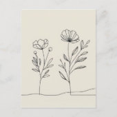 Minimalistische bloemen klaprozen Lineart Briefkaart (Voorkant)