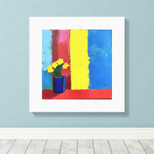 Minimalistische Bloemen - Moderne Floral Canvas Ku (Insitu (Houten vloer))