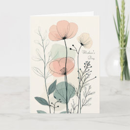 Minimalistische Bloemen Moederdag Kaart - Ze Bloei