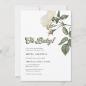 Minimalistische Bloemen Oh Baby shower Kaart (Voorkant)