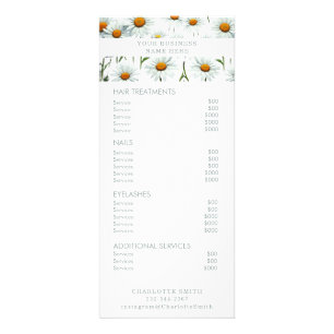 Minimalistische bloemen Salon prijslijst Service Reclamekaart