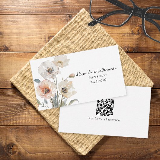Minimalistische bloemencode QR-code Visitekaartje