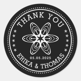 Minimalistische bloemendank u met aangepaste kleur ronde sticker