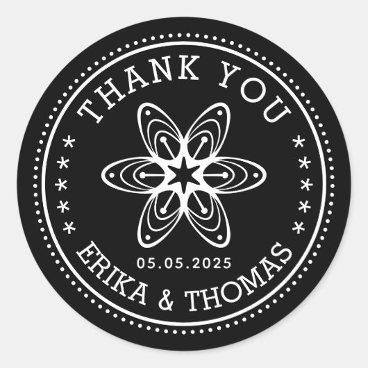 Minimalistische bloemendank u met aangepaste kleur ronde sticker (Voorkant)