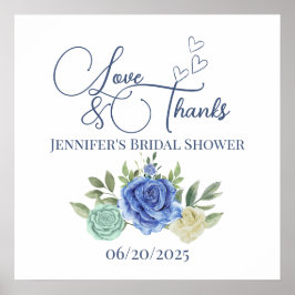 Minimalistische bloemenliefde en bedankt bruids poster