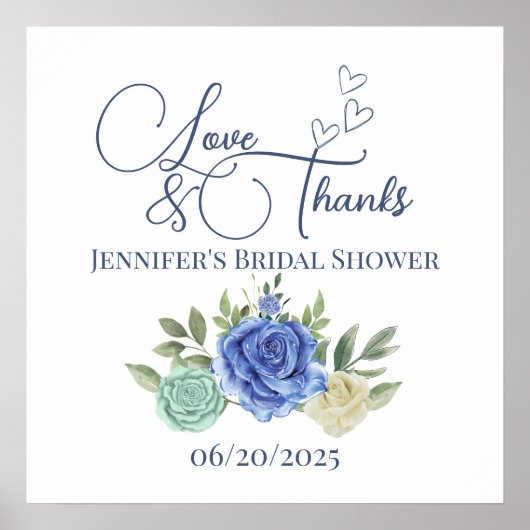 Minimalistische bloemenliefde en bedankt bruids poster (Voorkant)