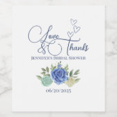 Minimalistische bloemenliefde en bedankt bruids wijn etiket (Enkel label)