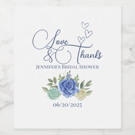 Minimalistische bloemenliefde en bedankt bruids wijn etiket (Enkel label)