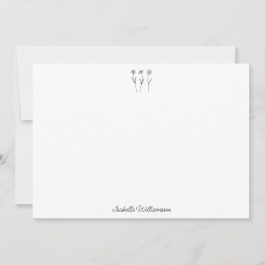 Minimalistische Bloemenlijn Kunst Gepersonaliseerd Bedankkaart (Voorkant)