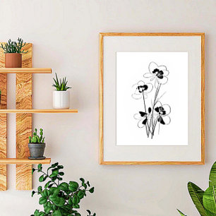 Minimalistische bloemenschets kunst poster