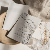 Minimalistische Bloemenscript Schattigee Hart Wedd Kaart