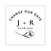 minimalistische bloemenwissel de datum Monogram St Rubberstempel (Afrduk)