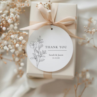 Minimalistische bloemhuwelijksgunsttags bedankjes labels