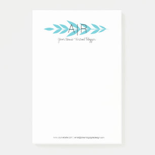 Minimalistische bloemige blad initiaal post-it® notes