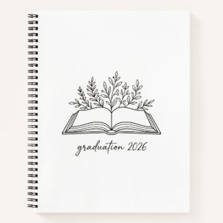 Minimalistische bloemige boek afstuderen 2026